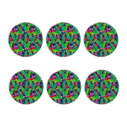 Parrot Banana Leaf Hawaii Pattern Print Coaster Set