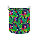 Parrot Banana Leaf Hawaii Pattern Print Collapsible Laundry Basket
