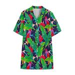 Parrot Banana Leaf Hawaii Pattern Print Cotton Hawaiian Shirt