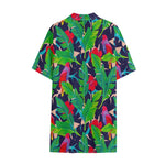 Parrot Banana Leaf Hawaii Pattern Print Cotton Hawaiian Shirt