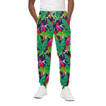Parrot Banana Leaf Hawaii Pattern Print Cotton Pants
