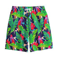 Parrot Banana Leaf Hawaii Pattern Print Cotton Shorts