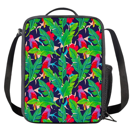 Parrot Banana Leaf Hawaii Pattern Print Crossbody Lunch Bag
