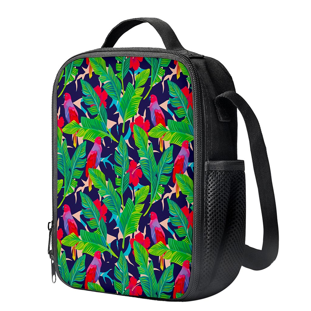 Parrot Banana Leaf Hawaii Pattern Print Crossbody Lunch Bag