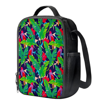 Parrot Banana Leaf Hawaii Pattern Print Crossbody Lunch Bag