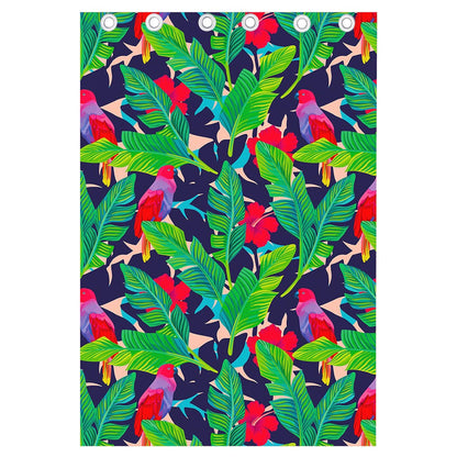Parrot Banana Leaf Hawaii Pattern Print Curtain