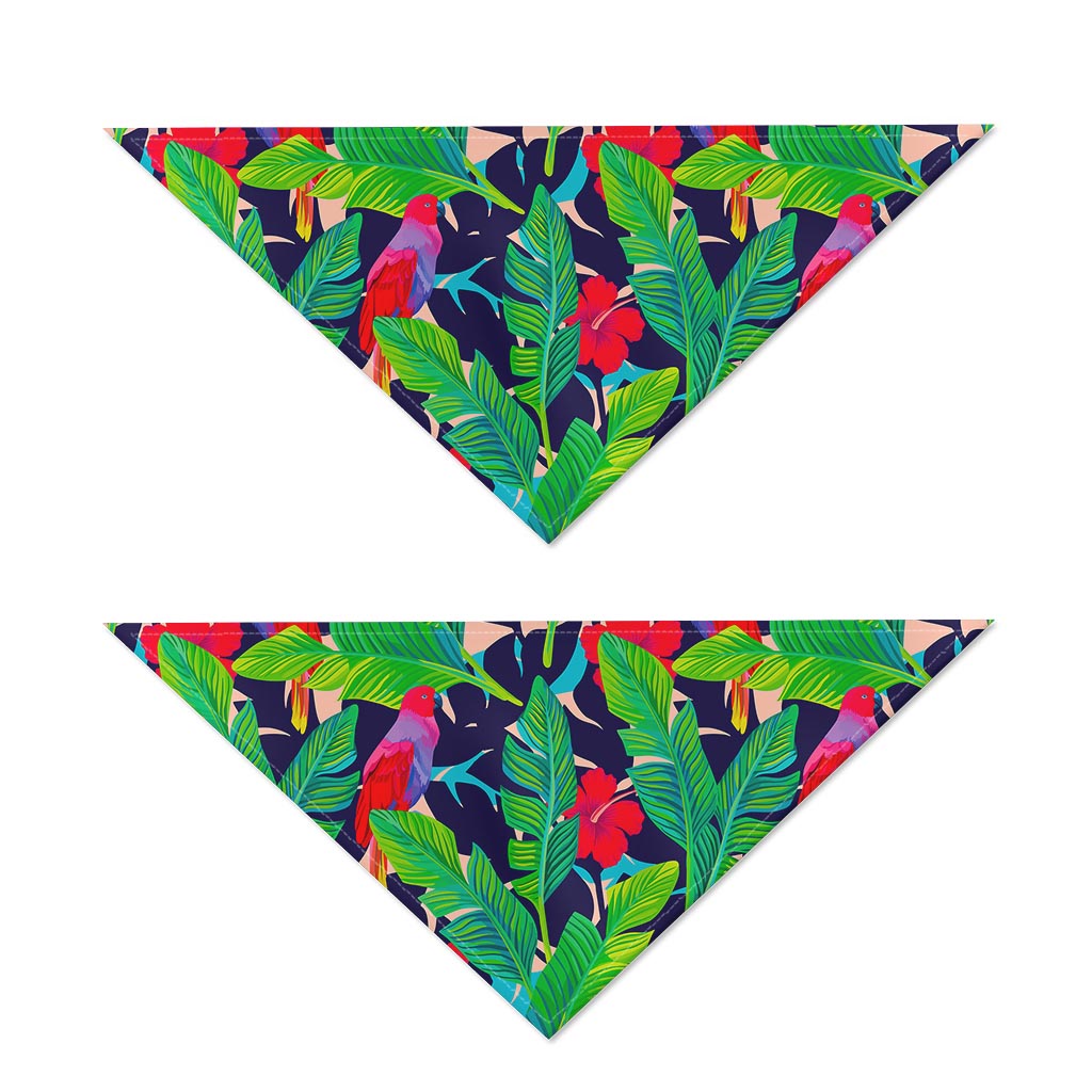 Parrot Banana Leaf Hawaii Pattern Print Dog Bandana