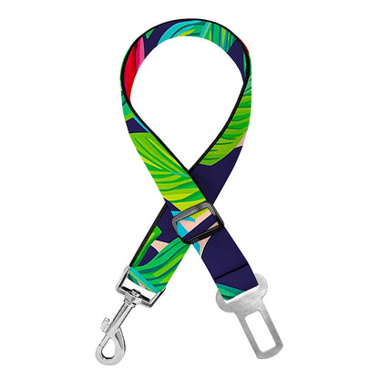 Parrot Banana Leaf Hawaii Pattern Print Dog Seat Belt
