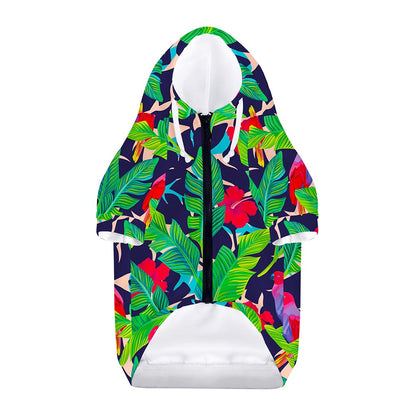 Parrot Banana Leaf Hawaii Pattern Print Dog Zip Up Hoodie