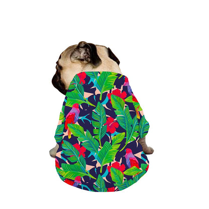 Parrot Banana Leaf Hawaii Pattern Print Dog Zip Up Jacket