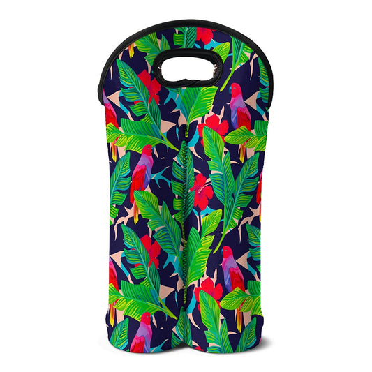 Parrot Banana Leaf Hawaii Pattern Print Double Neoprene Wine Tote
