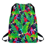 Parrot Banana Leaf Hawaii Pattern Print Drawstring Backpack