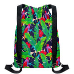 Parrot Banana Leaf Hawaii Pattern Print Drawstring Backpack