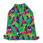 Parrot Banana Leaf Hawaii Pattern Print Drawstring Bag