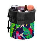 Parrot Banana Leaf Hawaii Pattern Print Drawstring Makeup Bag