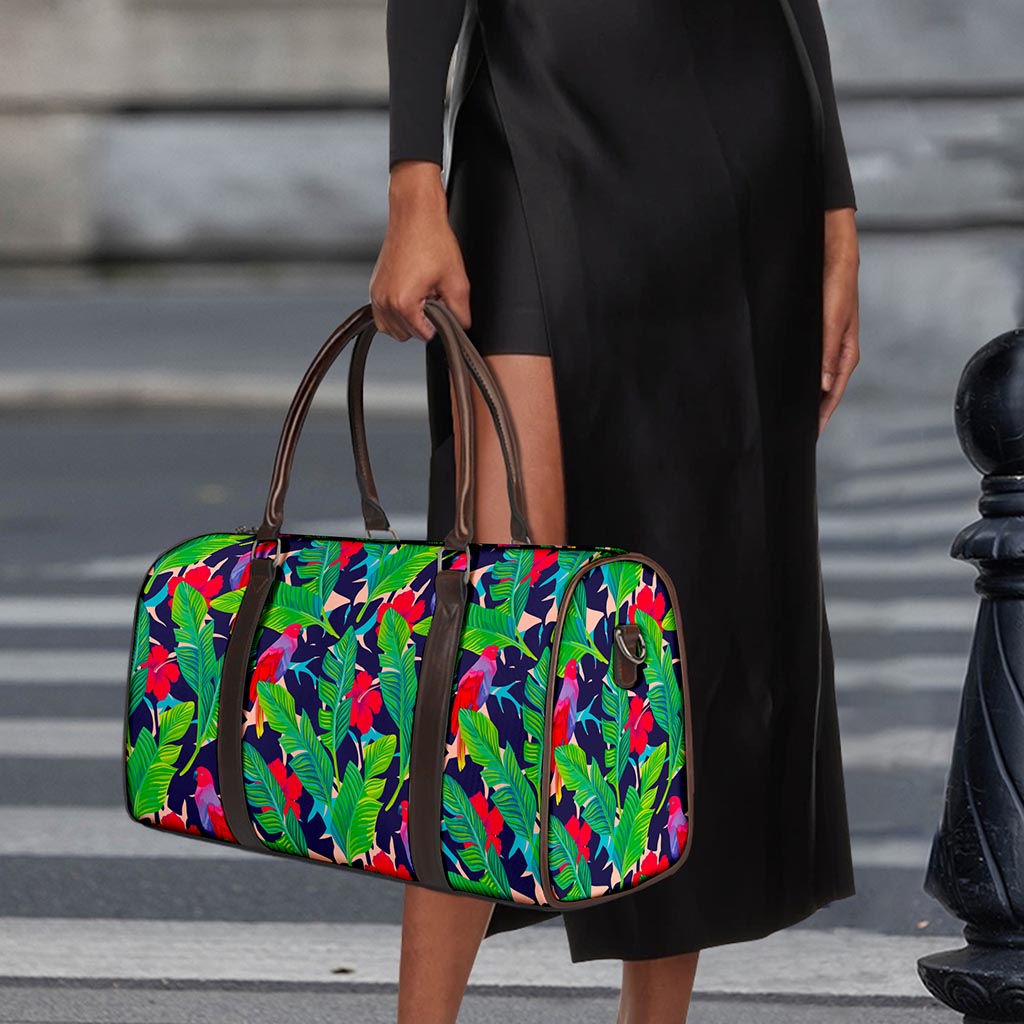 Parrot Banana Leaf Hawaii Pattern Print Duffle Bag