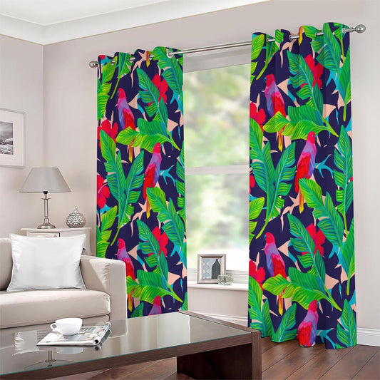 Parrot Banana Leaf Hawaii Pattern Print Extra Wide Grommet Curtains