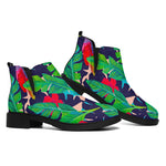 Parrot Banana Leaf Hawaii Pattern Print Flat Ankle Boots