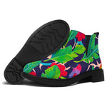 Parrot Banana Leaf Hawaii Pattern Print Flat Ankle Boots