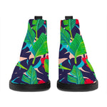 Parrot Banana Leaf Hawaii Pattern Print Flat Ankle Boots