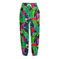 Parrot Banana Leaf Hawaii Pattern Print Fleece Lined Knit Pants