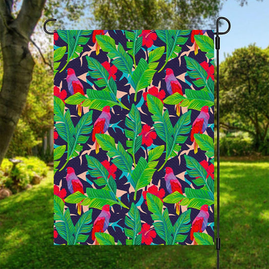Parrot Banana Leaf Hawaii Pattern Print Garden Flag