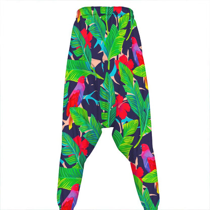 Parrot Banana Leaf Hawaii Pattern Print Hammer Pants