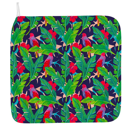 Parrot Banana Leaf Hawaii Pattern Print Hand Towel