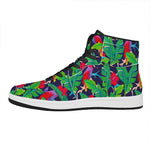 Parrot Banana Leaf Hawaii Pattern Print High Top Leather Sneakers