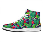 Parrot Banana Leaf Hawaii Pattern Print High Top Leather Sneakers