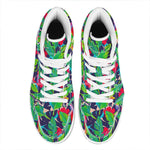 Parrot Banana Leaf Hawaii Pattern Print High Top Leather Sneakers