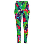 Parrot Banana Leaf Hawaii Pattern Print High-Waisted Pocket Leggings