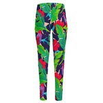 Parrot Banana Leaf Hawaii Pattern Print High-Waisted Pocket Leggings