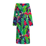 Parrot Banana Leaf Hawaii Pattern Print Hooded Bathrobe