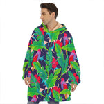 Parrot Banana Leaf Hawaii Pattern Print Hoodie Blanket
