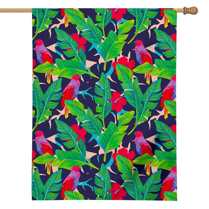 Parrot Banana Leaf Hawaii Pattern Print House Flag