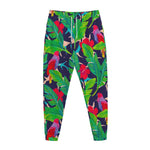 Parrot Banana Leaf Hawaii Pattern Print Jogger Pants