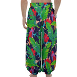 Parrot Banana Leaf Hawaii Pattern Print Lantern Pants