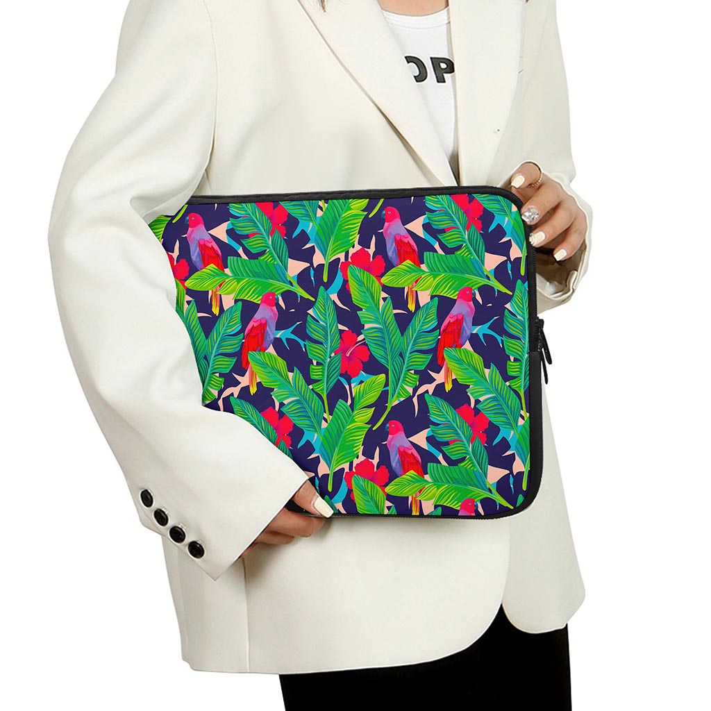 Parrot Banana Leaf Hawaii Pattern Print Laptop Sleeve