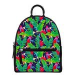 Parrot Banana Leaf Hawaii Pattern Print Leather Backpack