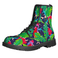 Parrot Banana Leaf Hawaii Pattern Print Lace-Up Boots
