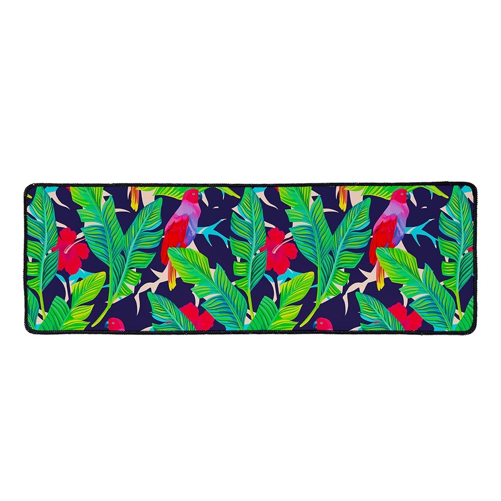 Parrot Banana Leaf Hawaii Pattern Print Long Kitchen Mat
