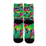 Parrot Banana Leaf Hawaii Pattern Print Long Socks