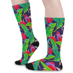 Parrot Banana Leaf Hawaii Pattern Print Long Socks