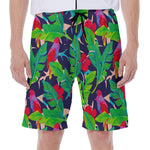 Parrot Banana Leaf Hawaii Pattern Print Men's Beach Shorts