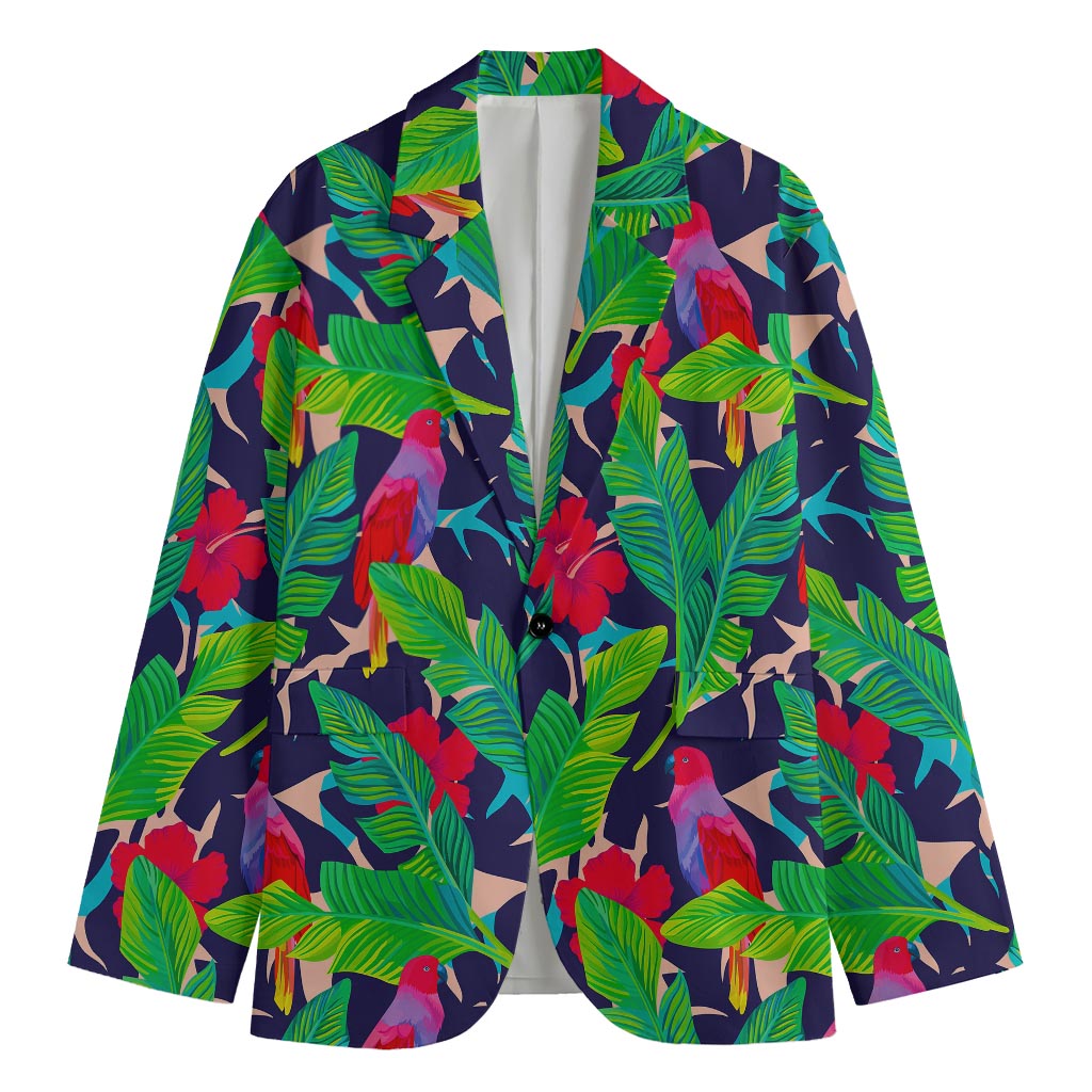 Parrot Banana Leaf Hawaii Pattern Print Men's Blazer