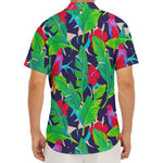 Parrot Banana Leaf Hawaii Pattern Print Men's Deep V-Neck Shirt