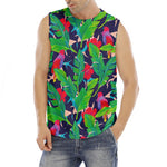 Parrot Banana Leaf Hawaii Pattern Print Men's Fitness Tank Top