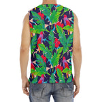 Parrot Banana Leaf Hawaii Pattern Print Men's Fitness Tank Top