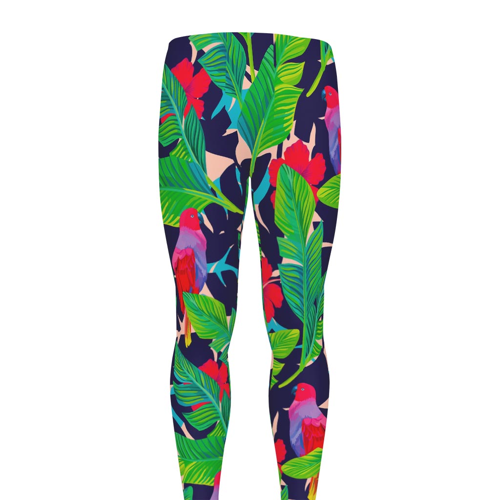Parrot Banana Leaf Hawaii Pattern Print Men's leggings